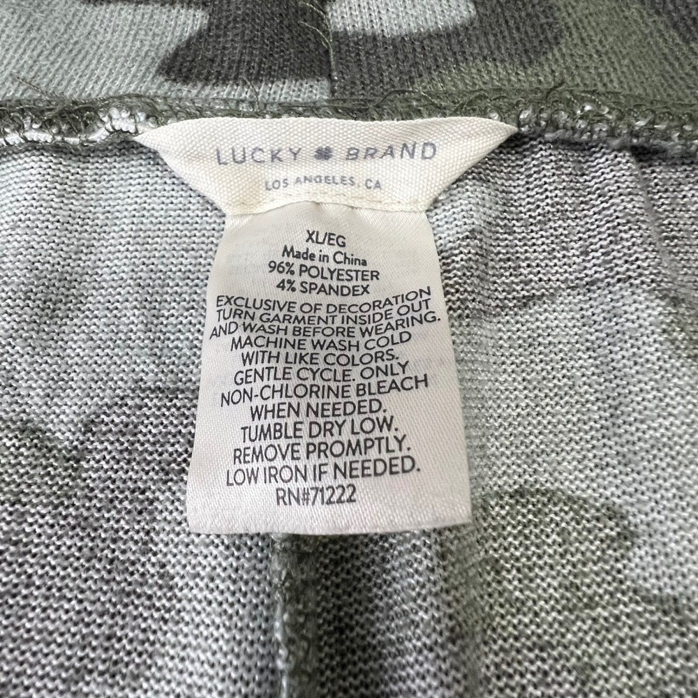 Lucky Brand Green Camo Pajama Set Women XL Lounge Pants Shorts Sleepwear Soft - Picture 11 of 15